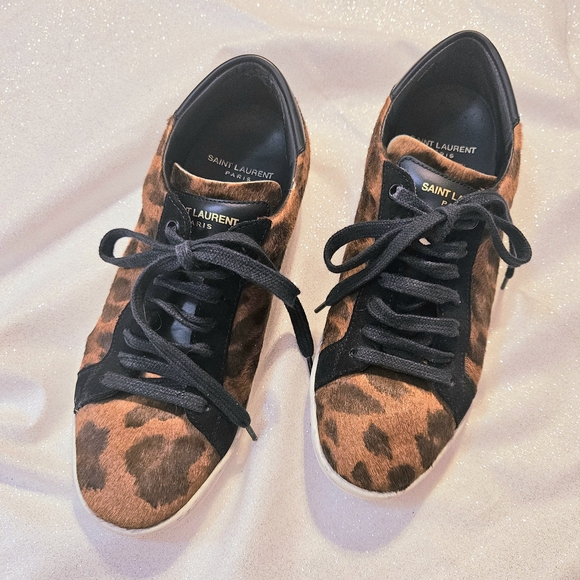 Saint Laurent Leopard Print Women's Sneakers - Picture 1 of 3